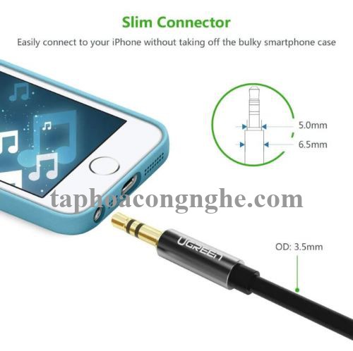 Ugreen 10736 3M màu Đen Cáp âm thanh 2 đầu 3.5mm dương dây tròn TPE cao cấp AV119 30010736